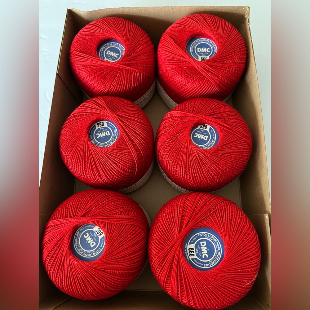DMC 6 Brilliant Knitting Crochet Yarn 100% Cotton Thread  50g 218Yds-#666 New